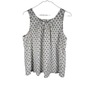 L.A Soul Womens Tank Blouse Elephants Back Zip White Black Red‎ Large